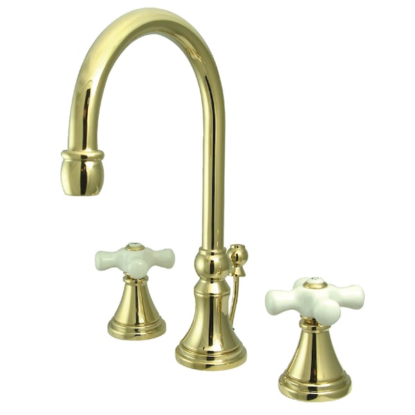 8" Widespread Bathroom Faucet, Polished Brass